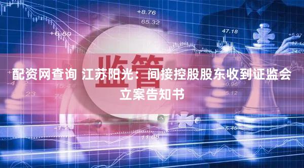 配资网查询 江苏阳光：间接控股股东收到证监会立案告知书