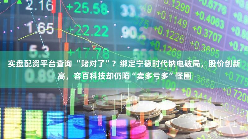 实盘配资平台查询 “赌对了”？绑定宁德时代钠电破局，股价创新高，容百科技却仍陷“卖多亏多”怪圈