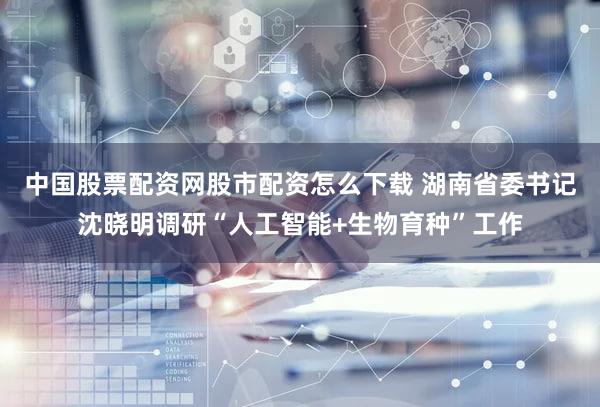 中国股票配资网股市配资怎么下载 湖南省委书记沈晓明调研“人工智能+生物育种”工作